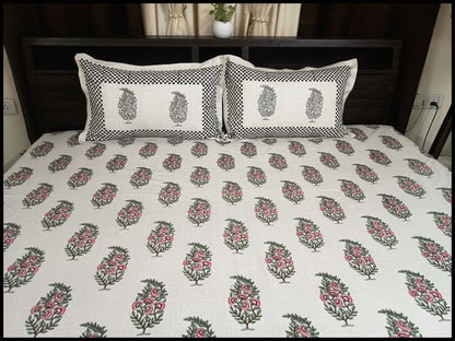 Sanna - White Elegant Floral Bedsheet