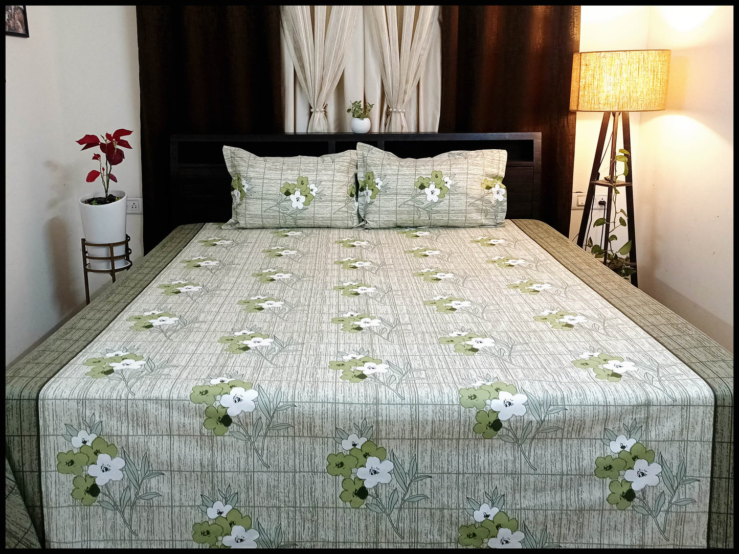 Saavani - Green Floral Bedsheet