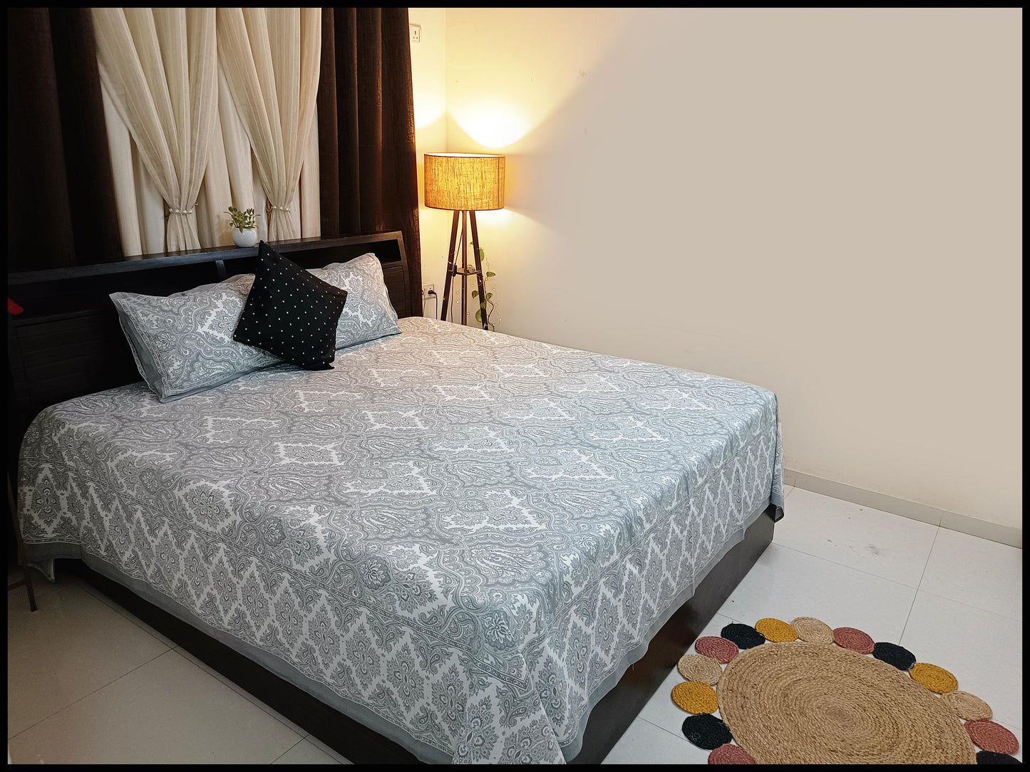 Shamli - Grey Ethnic Bedsheet
