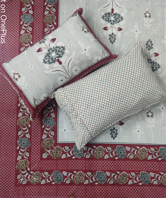 Sadagi Red - Ethnic Rose Bedsheet